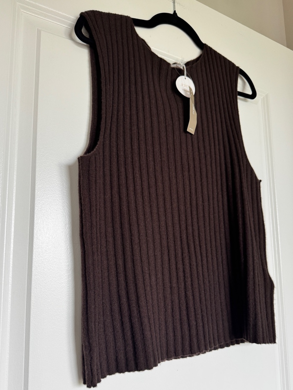 NEW J. CREW Wide-rib cashmere sweater shell heather chocolate XL CO327 *FLAW* - Picture 2 of 15